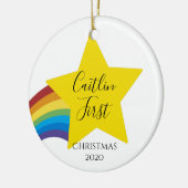 Kerstmis, eerste kerstkerstfeest, nieuwe baby, keramisch ornament (Links)