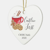 Kerstmis, eerste kerstkerstfeest, nieuwe baby, keramisch ornament (Links)