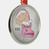 Kerstmis, eerste kerstroze versiering metalen ornament (Rechts)