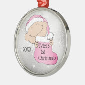 Kerstmis, eerste kerstroze versiering metalen ornament (Links)