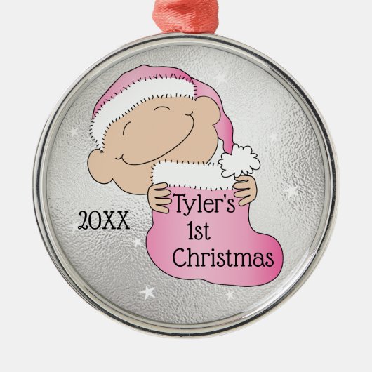 Kerstmis, eerste kerstroze versiering metalen ornament (Voorkant)