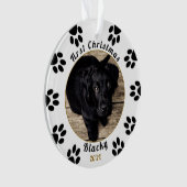Kerstmis Eerste Pootafdruk Foto Hond Ornament (voorkant)
