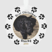 Kerstmis Eerste Pootafdruk Foto Hond Ornament (achterkant)