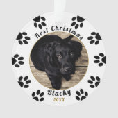Kerstmis Eerste Pootafdruk Foto Hond Ornament (voorkant)