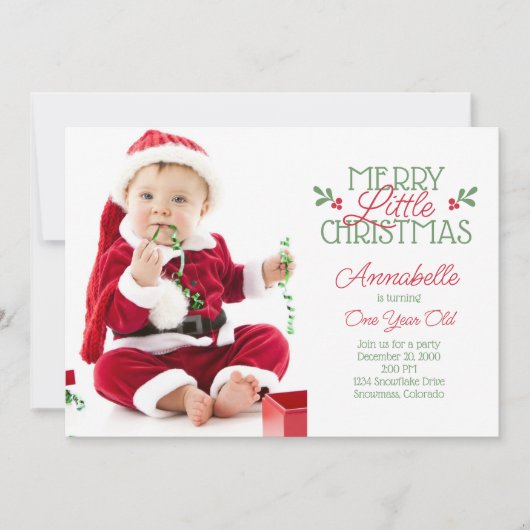 Kerstmis eerste verjaardag kaart (Voorkant)