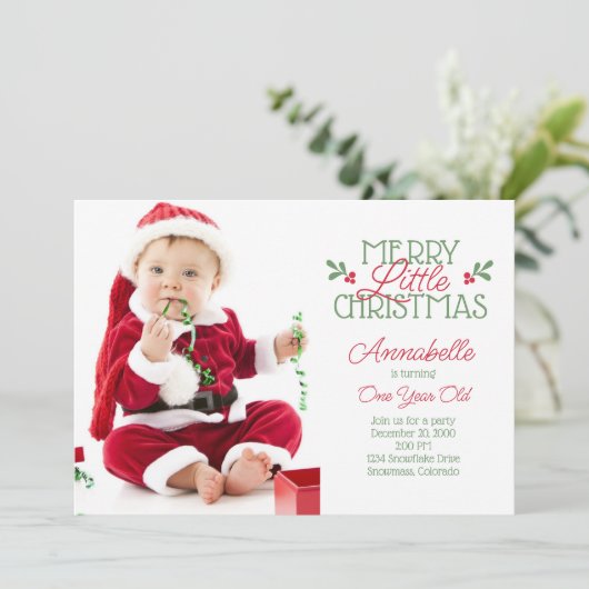 Kerstmis eerste verjaardag kaart (Staand voorkant)