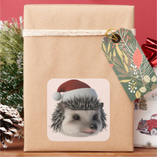Kerstmis egel of opossum draagt Santa Costum Vierkante Sticker