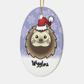 Kerstmis, egel (voeg je huisdieren toe) keramisch ornament (Links)