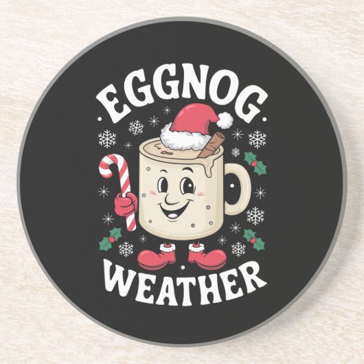 Kerstmis eggnog weer Retro Kerstmis Zandsteen Onderzetter (Voorkant)