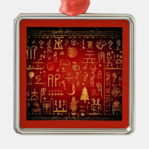 Kerstmis Egyptische Hiërogliefen 4 Metalen Ornament