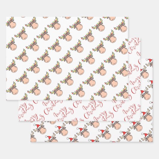 Kerstmis Eland Inpakpapier Vellen (Set)