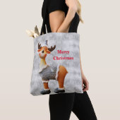 Kerstmis eland met een hoed          tote bag (Dichtbij)