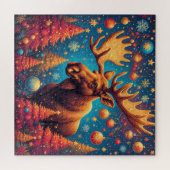 Kerstmis eland versierd met kerstversiering legpuzzel (Horizontaal)