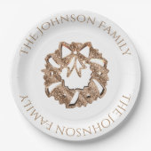 Kerstmis, Elegant Gold en White Papieren Bordje (Voorkant)