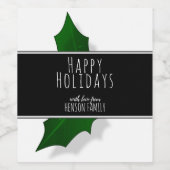 Kerstmis Elegant Holly Tree Berry  Wijn Etiket (Enkel label)