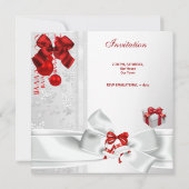 Kerstmis: Elegant Lace White Red Ribbon Kaart (Achterkant)