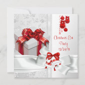 Kerstmis: Elegant Lace White Red Ribbon Kaart (Voorkant)