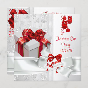 Kerstmis: Elegant Lace White Red Ribbon Kaart