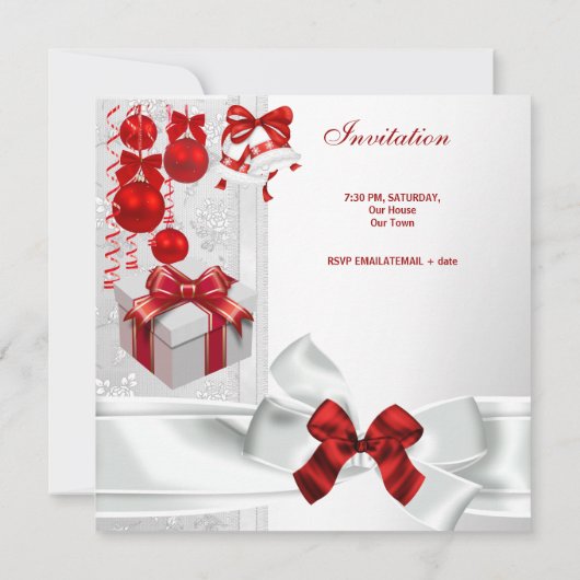 Kerstmis: Elegant Lace White Red Ribbon Kaart (Achterkant)