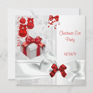 Kerstmis: Elegant Lace White Red Ribbon Kaart