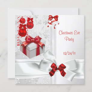 Kerstmis: Elegant Lace White Red Ribbon Kaart