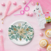 Kerstmis Elegant White Poinsettia Eucalyptus Papieren Bordje (Feest)