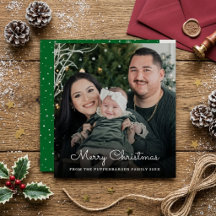 Kerstmis Elegant Wit Script Familie Foto