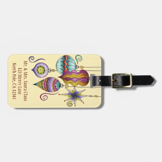 Kerstmis, elegante Ornamenten en Fancy glazen  Bagagelabel (Voorkant horizontaal)