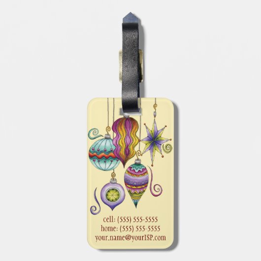 Kerstmis, elegante Ornamenten en Fancy glazen  Bagagelabel (Achterkant verticaal)