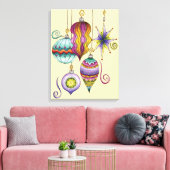 Kerstmis, elegante Ornamenten en Fancy glazen Canvas Afdruk (Insitu (Woonkamer))