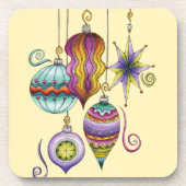 Kerstmis, elegante Ornamenten en Fancy glazen  Drankjes Onderzetter (Voorkant)