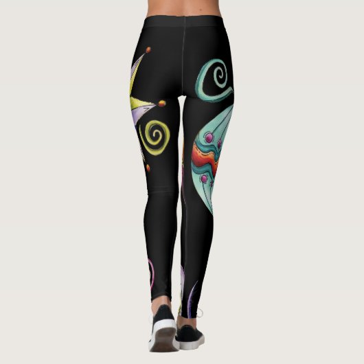 Kerstmis, elegante Ornamenten en Fancy glazen  Leggings (Achterkant)