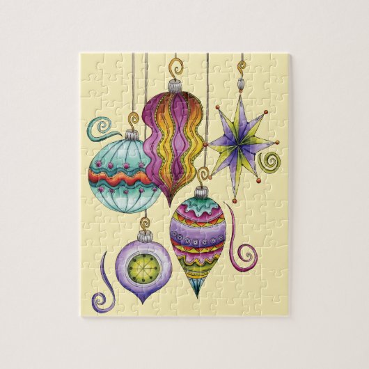 Kerstmis, elegante Ornamenten en Fancy glazen  Legpuzzel (Verticaal)