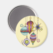 Kerstmis, elegante Ornamenten en Fancy glazen  Magneet (Voorkant / Achterkant)