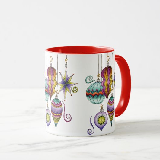 Kerstmis, elegante Ornamenten en Fancy glazen  Mok (Voorkant rechts)