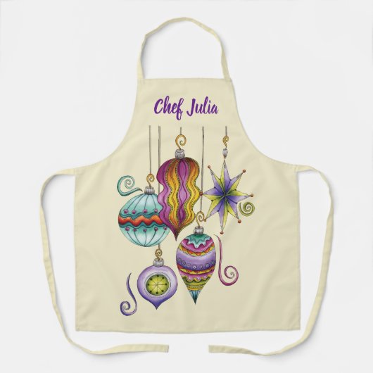 Kerstmis, elegante Ornamenten en Fancy glazen  Schort (Voorkant)