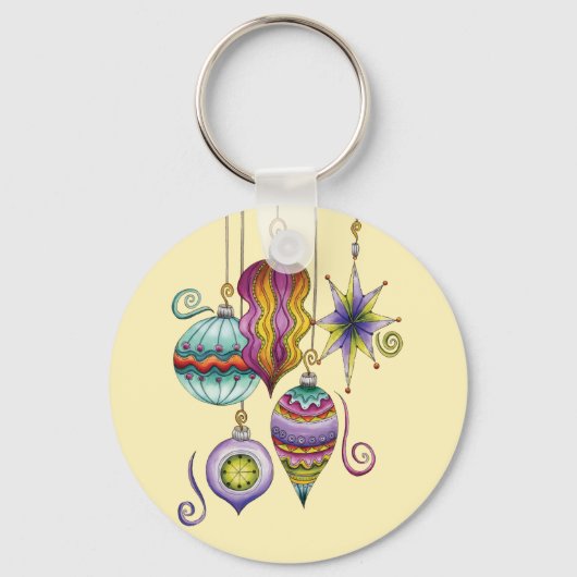 Kerstmis, elegante Ornamenten en Fancy glazen  Sleutelhanger (Voorkant)