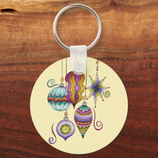 Kerstmis, elegante Ornamenten en Fancy glazen  Sleutelhanger (Achterkant)