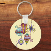 Kerstmis, elegante Ornamenten en Fancy glazen  Sleutelhanger (Voorkant)
