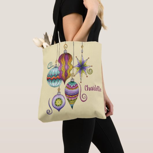 Kerstmis, elegante Ornamenten en Fancy glazen  Tote Bag (Dichtbij)
