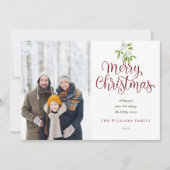 Kerstmis Elegante S Mistletoe Familie Foto Feestdagenkaart (Voorkant)