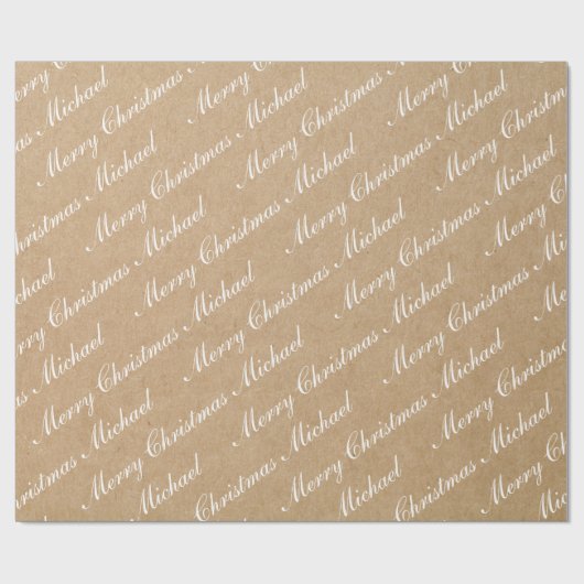 Kerstmis Elegante Script Tekst Kraft Stijl Cadeaupapier (Vlak)