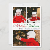 Kerstmis Elegante Typografie 3 Foto Cute Feestdagenkaart (Voorkant)