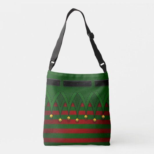 Kerstmis, Elf Bags Festive Holiday Elf Canvas tass Crossbody Tas (Achterkant)
