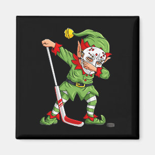 Kerstmis, Elf Dabbing Ice Hockey Player Boys Kinde Magneet