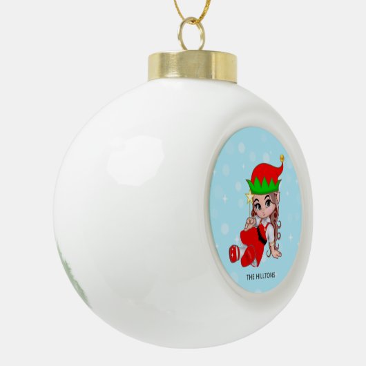 Kerstmis, Elf die een ster vasthoudt Keramische Bal Ornament (Links)