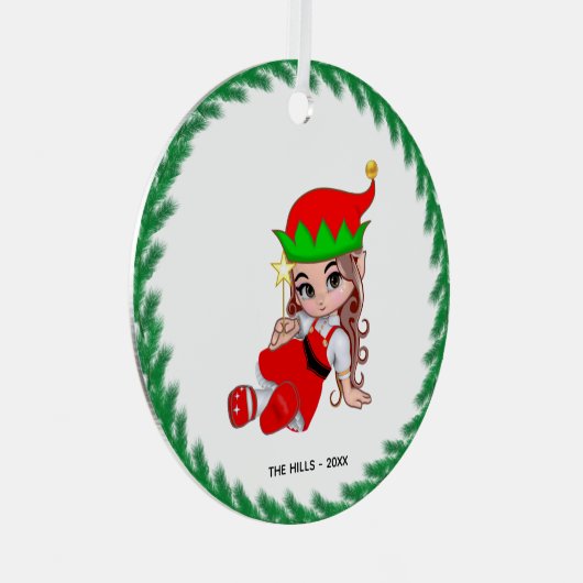 Kerstmis, Elf die een ster vasthoudt Metalen Ornament (Voorkant Rechts)