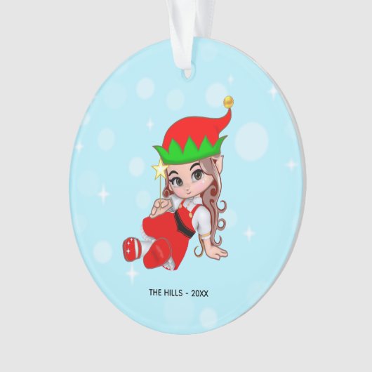 Kerstmis, Elf die een ster vasthoudt Ornament (voorkant)