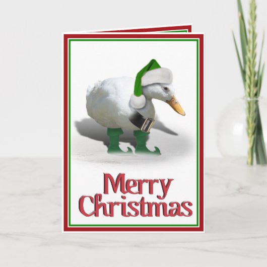 Kerstmis Elf Duck - Santa's Helper Feestdagen Kaart (Voorkant)
