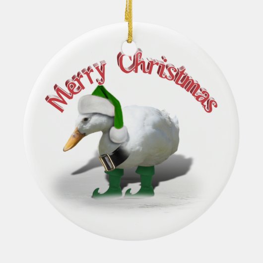 Kerstmis Elf Duck - Santa's Helper Keramisch Ornament (Achterkant)
